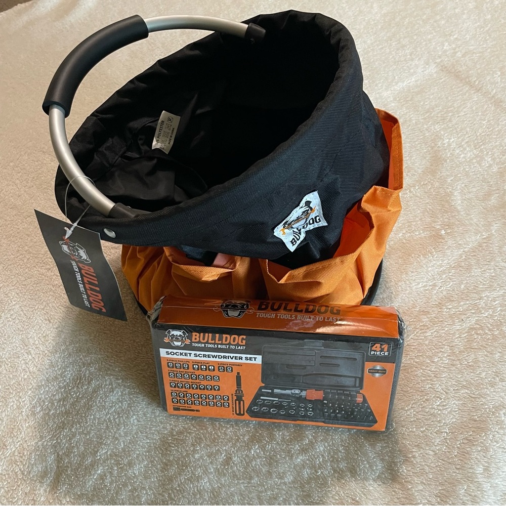 Bulldog Black and‎ Orange bucket toolbag and screwdriver set